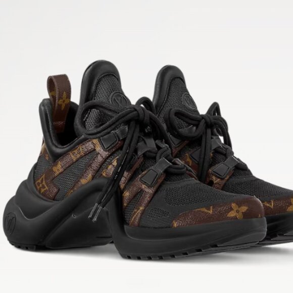 Louis Vuitton Black/Brown Mesh And Monogram Canvas Archlight Low Top Sneakers - Picture 2 of 7